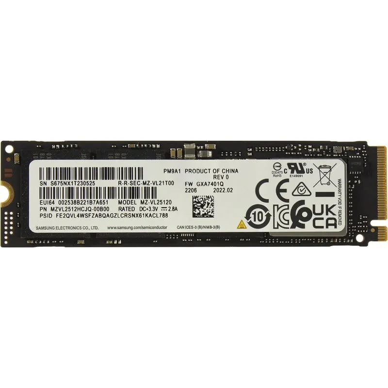 Samsung MZVL2512HCJQ-00B00 512GB PCI Express NVMe 4.0 x4 TLC M.2 SSD